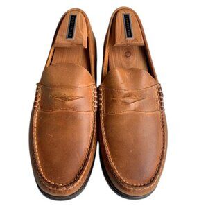 Timberland Leather Loafer Mens 9M Brown Tan Slip On Comfort Casual Shoes Classic